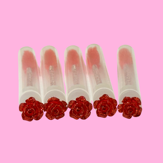 Glitter Eyelash Wands with Cover  - Red Glitter Roses