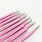 FIBER TIP TWEEZERS - PINK WITH SPARKLES