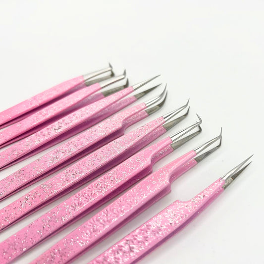 FIBER TIP TWEEZERS - PINK WITH SPARKLES