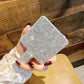 Silver Rhinestone Square Hand Mirror