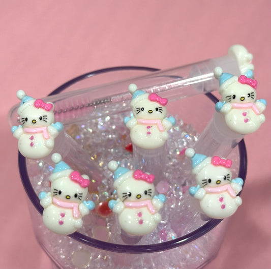 Christmas Lash Extension Spoolie Brush with Cover  -kitty snowman