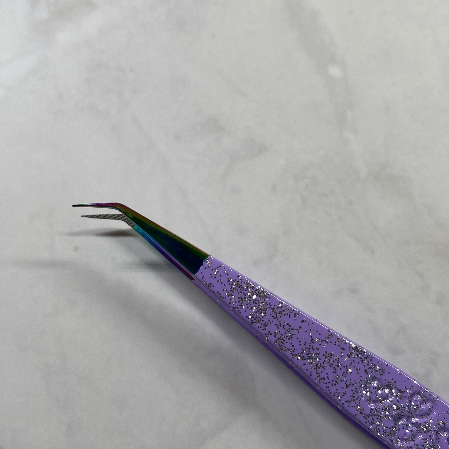 FIBER TIP TWEEZERS - PURPLE WITH SPARKLES