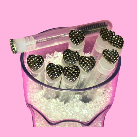 Lash Extension Spoolie Brush with Cover  - black hearts