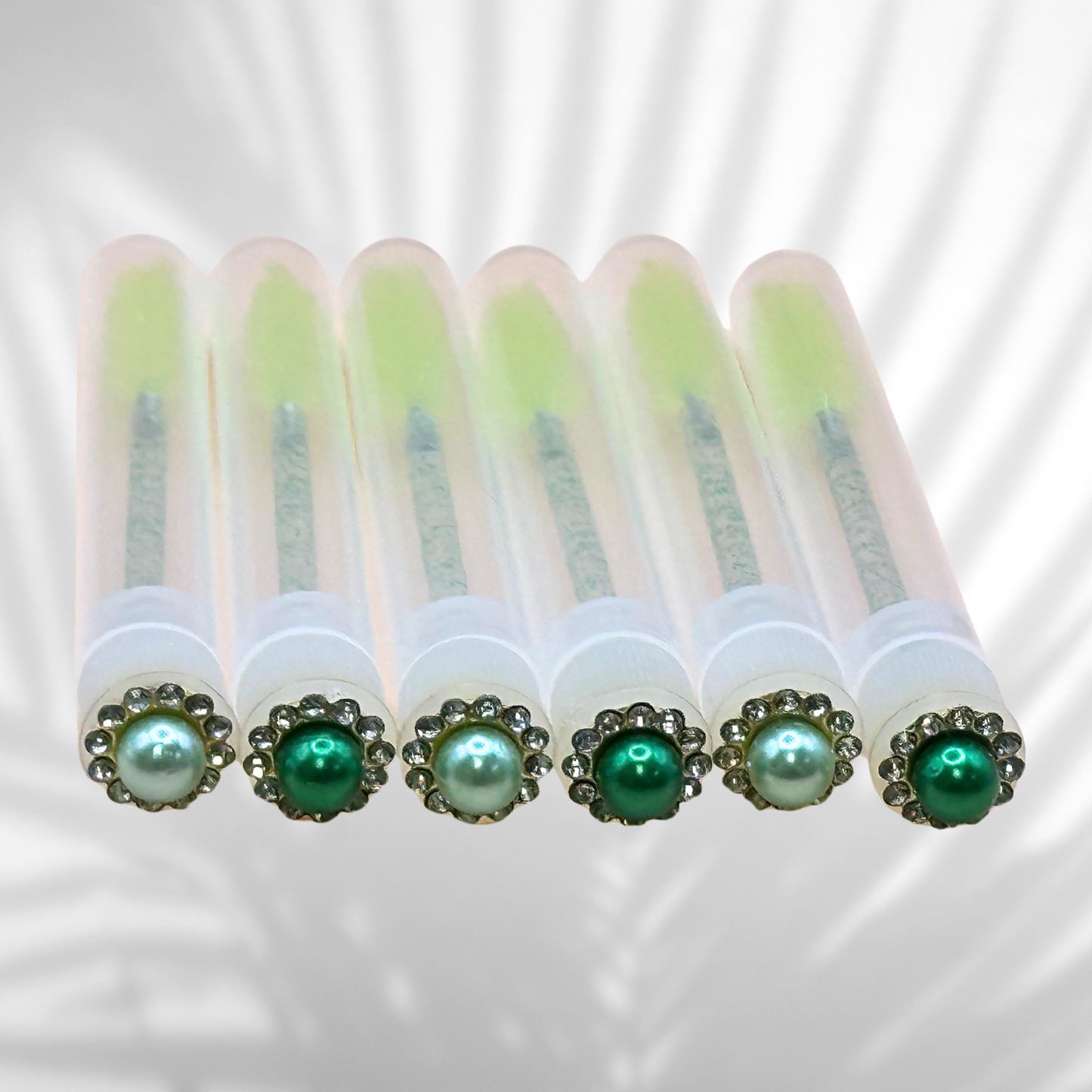 Glitter Eyelash Wands with Cover  - St. Patty's Day - Green pearls