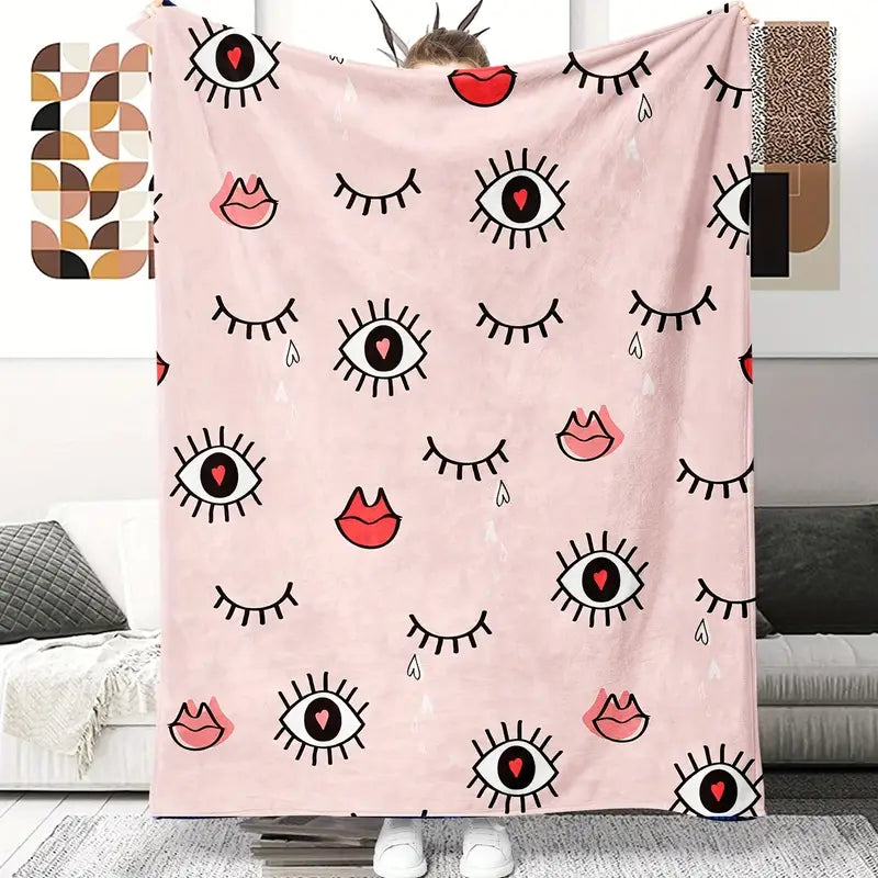 51x59 ”  Throw Blanket - Lashes & Lips