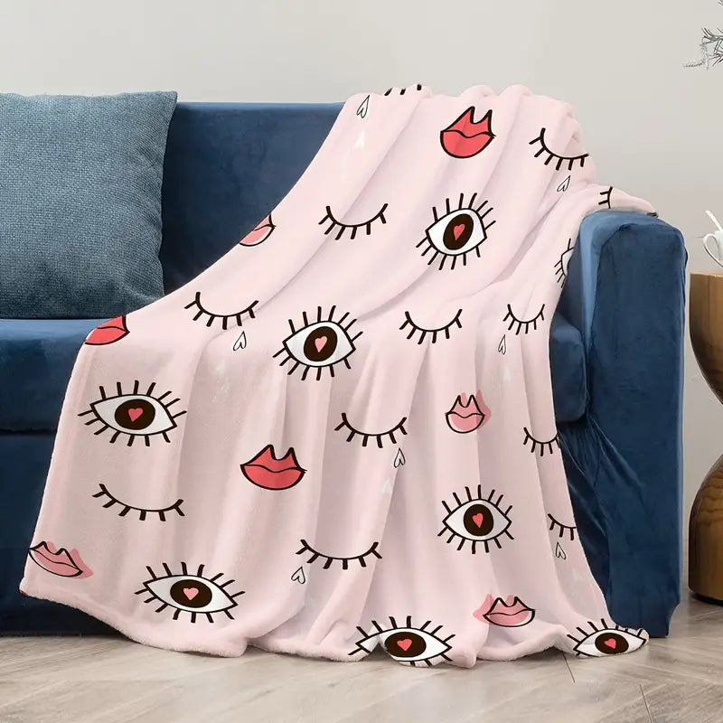 51x59 ”  Throw Blanket - Lashes & Lips