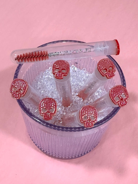 Lash Extension Spoolie Brush with Cover  - red skeletons