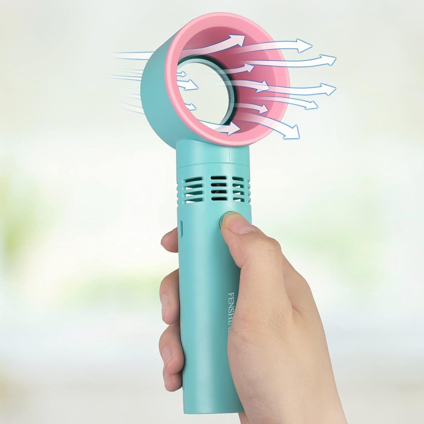 TEAL & PINK BLADELESS FAN