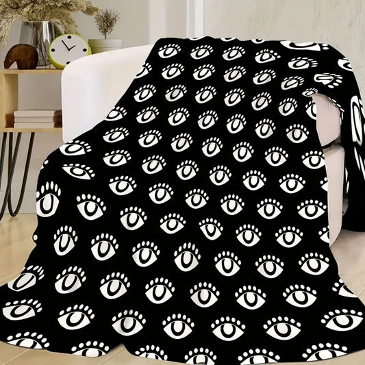 51x59 ”  Throw Blanket - Lash Print b&w