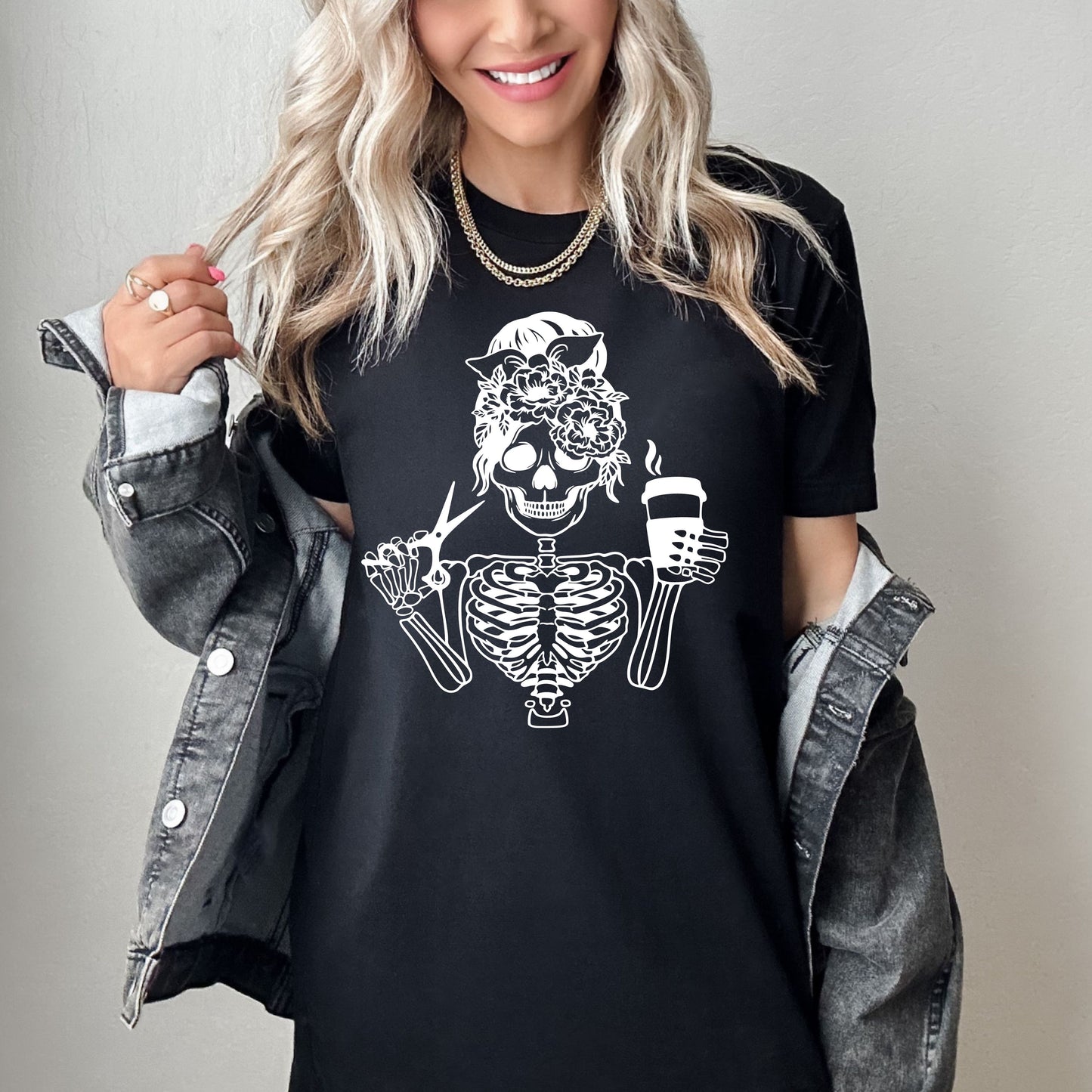 sweatshirt or t-shirt - hairstylist skeleton