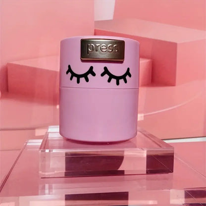 Glue storage jar with gold push button, lash print