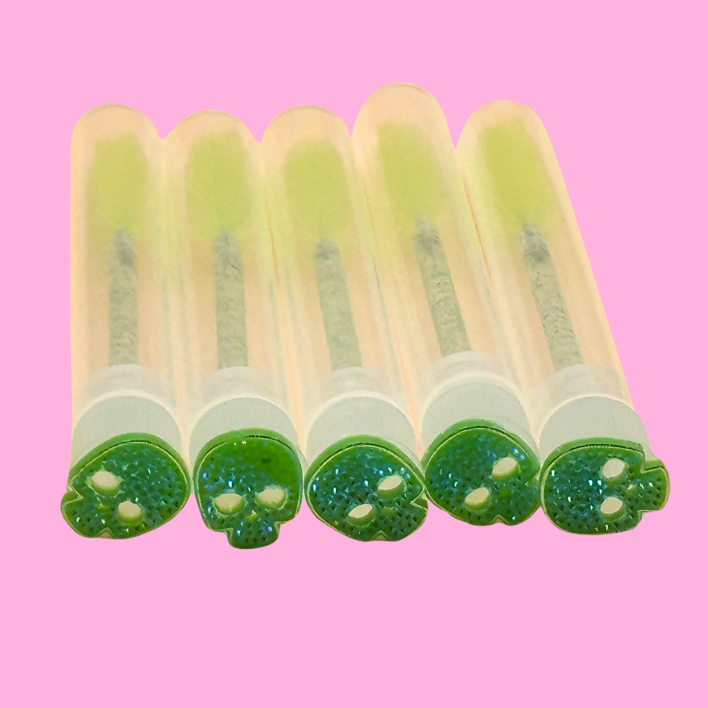 Glitter Eyelash Wands with Cover  - Green Sparkly Skeletons