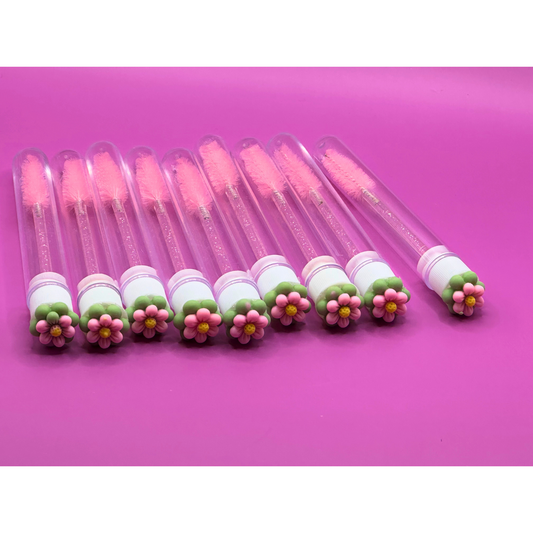 Green & Pink Flowers Regular Eyelash Wands with Cover