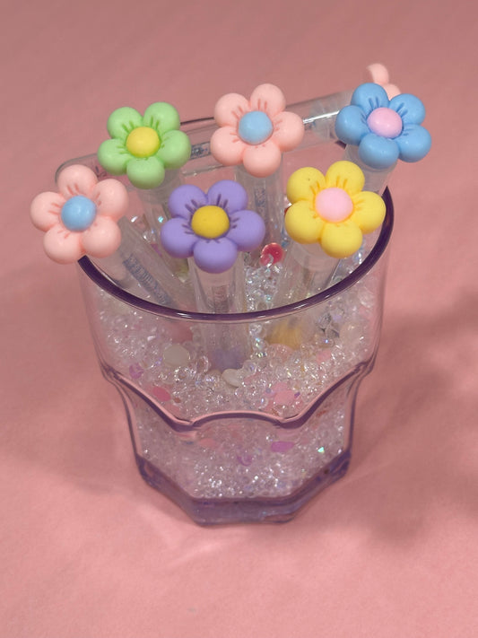 Glitter Eyelash Wands with Cover - colorful flowers