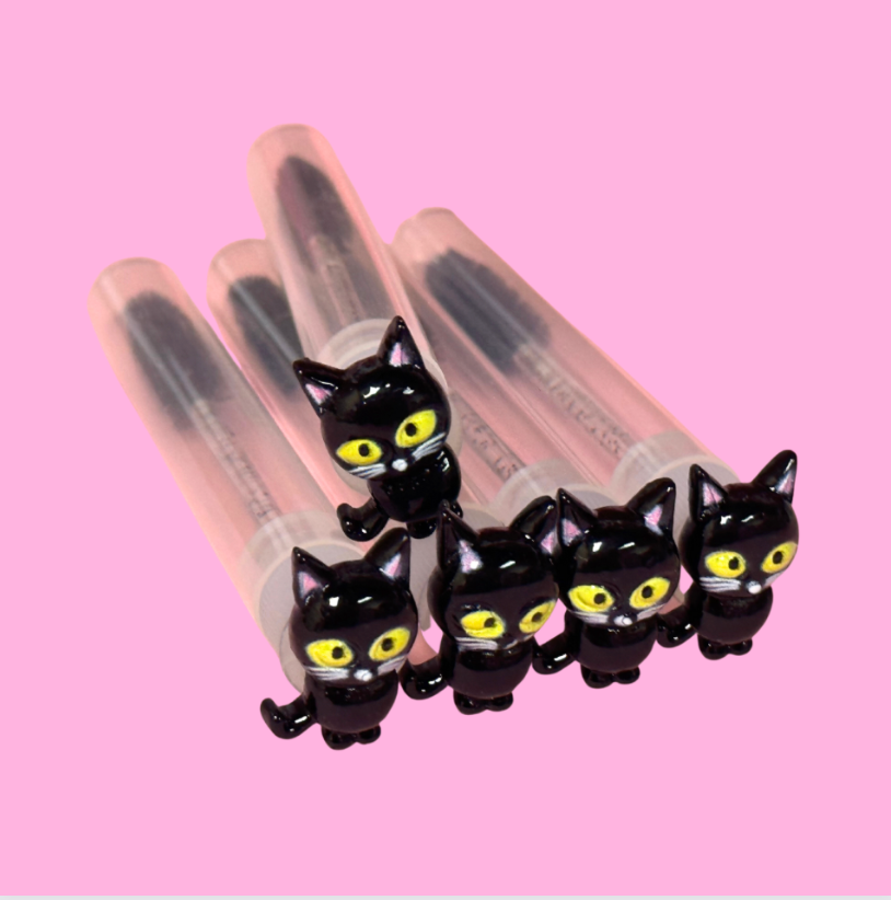 Lash Extension Spoolie Brush with Cover  - Black cats