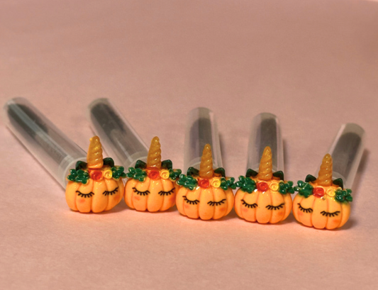 Halloween Lash Extension Spoolie Brush with Cover  -Unicorn pumpkins