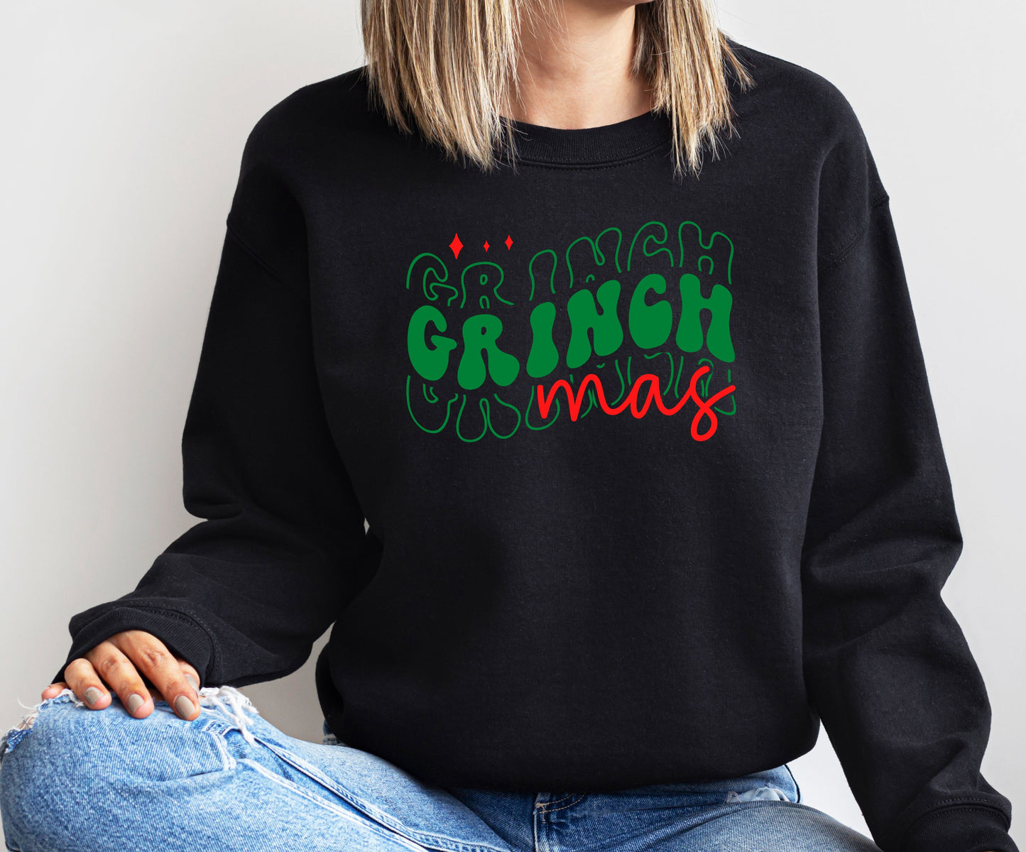 SWEATSHIRT or T-SHIRT-  GRINCHMAS ( black , vinyl print )