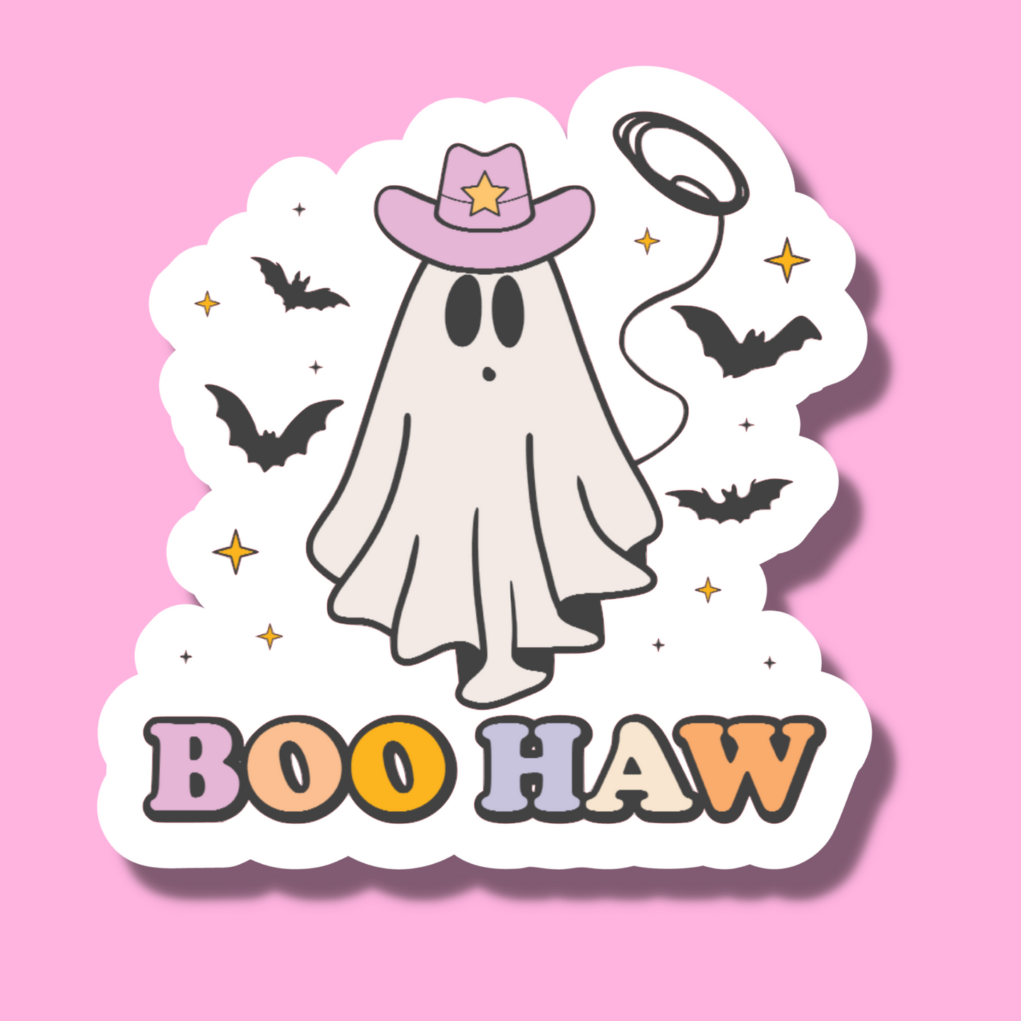 BOO HAW Glossy Vinyl Sticker Water Bottle Sticker Laptop Sticker Halloween Sticker