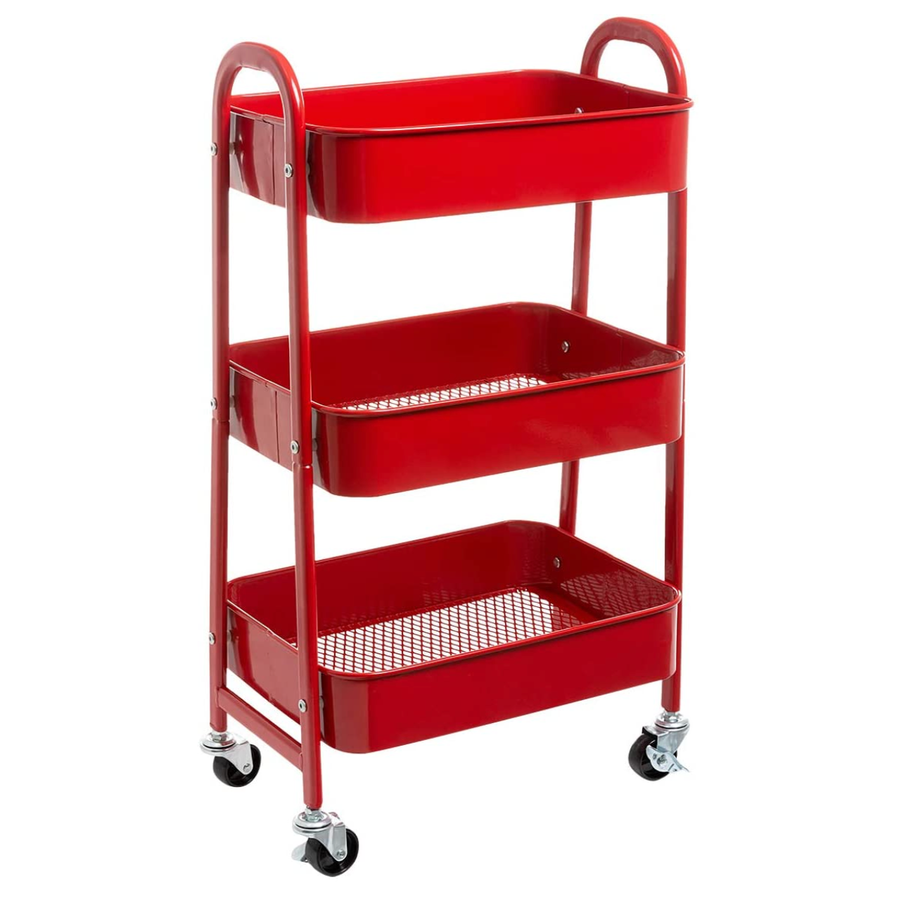 Movable Rolling Organizer Cart, 3 Tier Metal Utility Cart