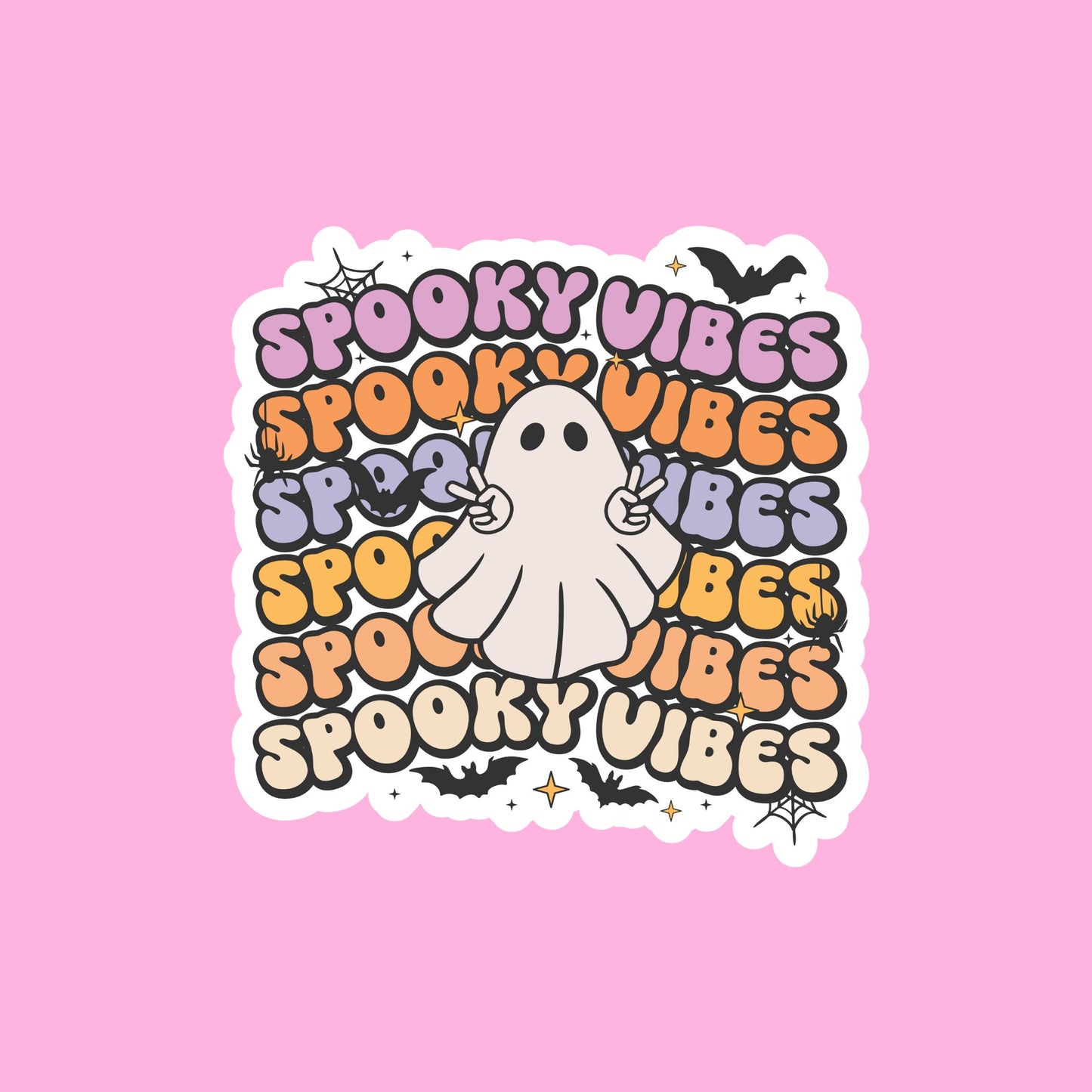 SPOOKY VIBES Glossy Vinyl Sticker Water Bottle Sticker Laptop Sticker Halloween Sticker