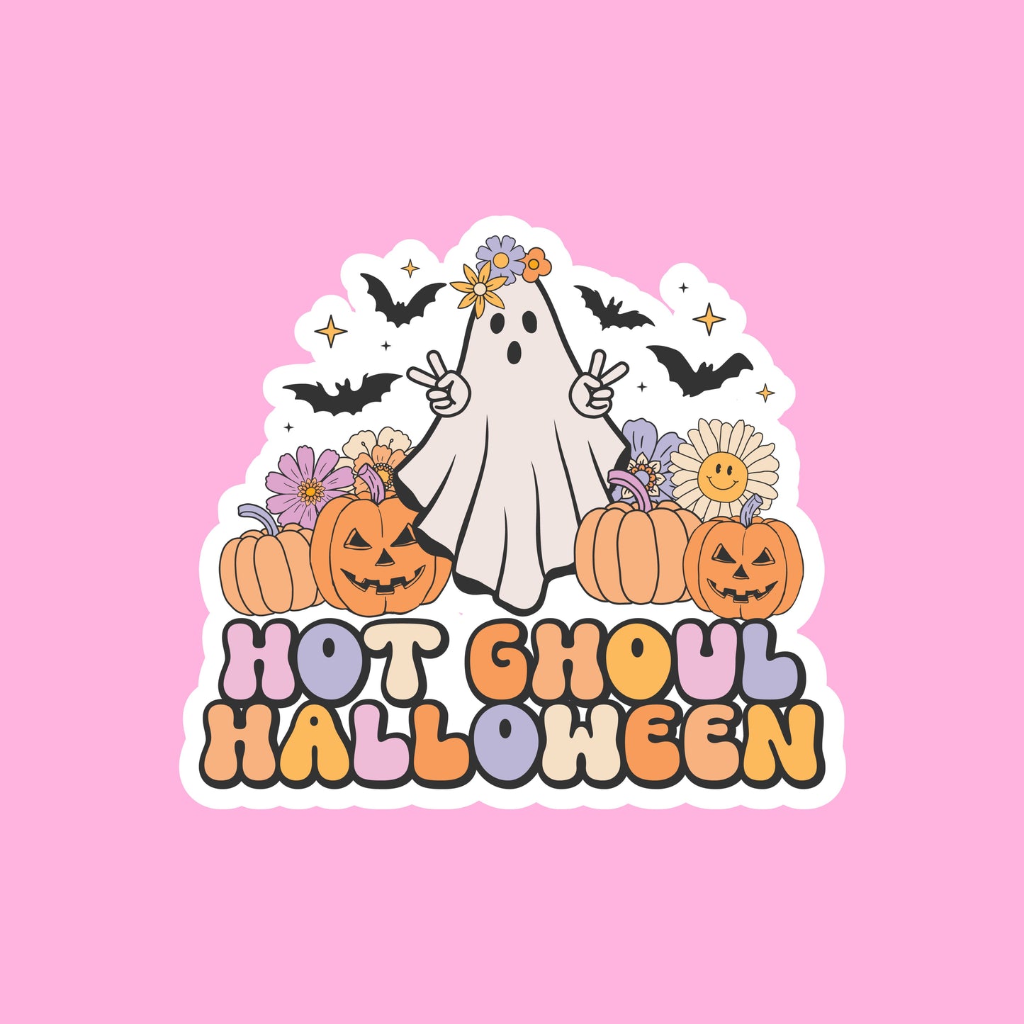 HOT GHOUL HALLOWEEN Glossy Vinyl Sticker Water Bottle Sticker Laptop Sticker Halloween Sticker