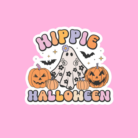 HIPPIE HALLOWEEN Glossy Vinyl Sticker Water Bottle Sticker Laptop Sticker Halloween Sticker