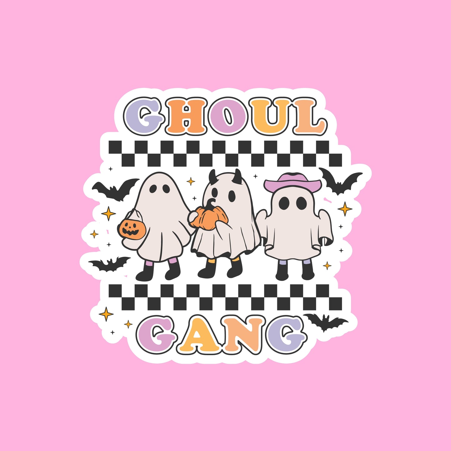 GHOUL GANG Glossy Vinyl Sticker Water Bottle Sticker Laptop Sticker Halloween Sticker