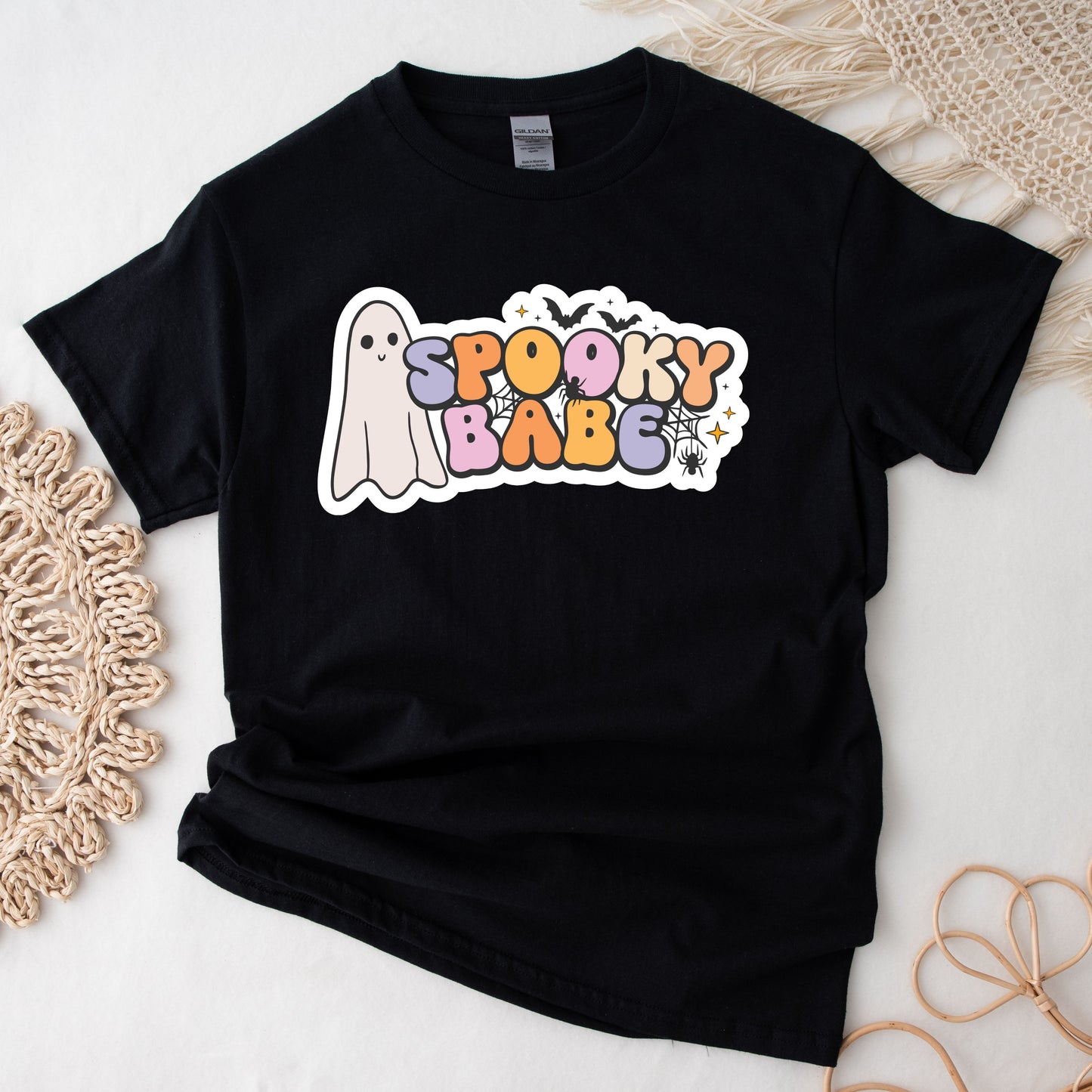 SWEATSHIRT or T-SHIRT-  HALLOWEEN -spooky babe(  black , vinyl print )