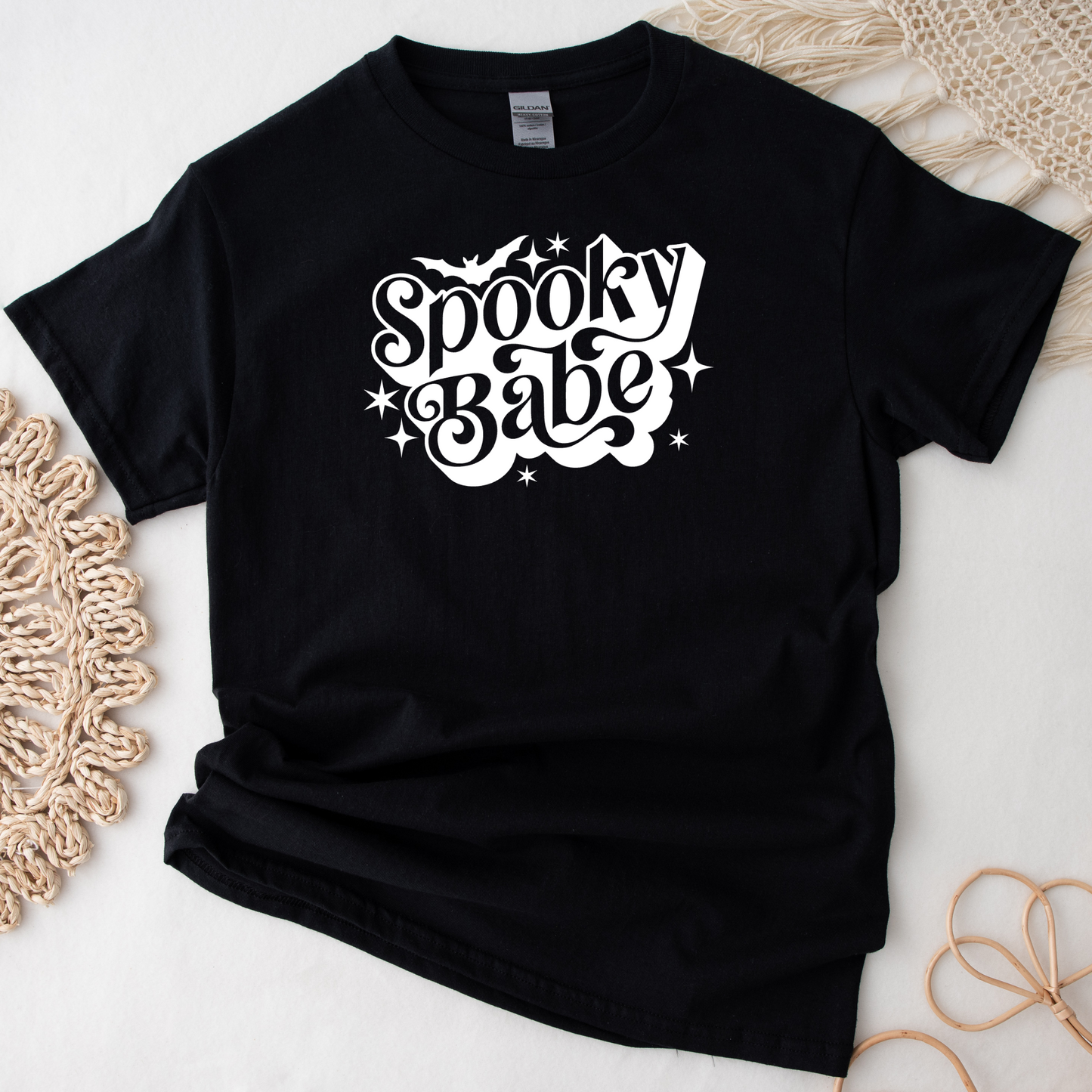 SWEATSHIRT or T-SHIRT-  HALLOWEEN -spooky babe (  black , vinyl print )